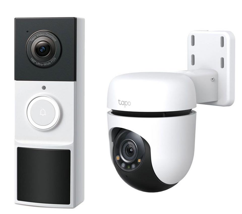 TP-LINK Tapo D210 2K 3 MP WiFi Video Doorbell with Chime & C510W 2K WiFi Security Camera Bundle