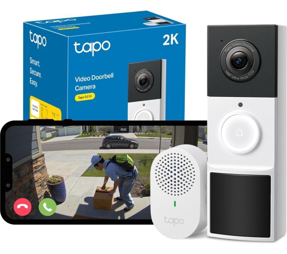 TP-LINK Tapo D210 2K 3 MP WiFi Video Doorbell with Chime & C510W 2K WiFi Security Camera Bundle image number 3 of 15