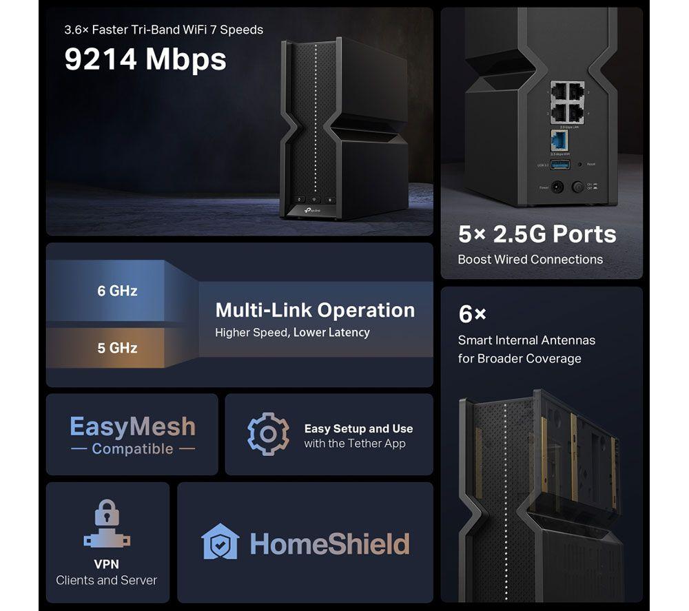 TP-LINK Archer BE550 WiFi 7 Router - BE 9500, Tri-Band image number 6 of 10