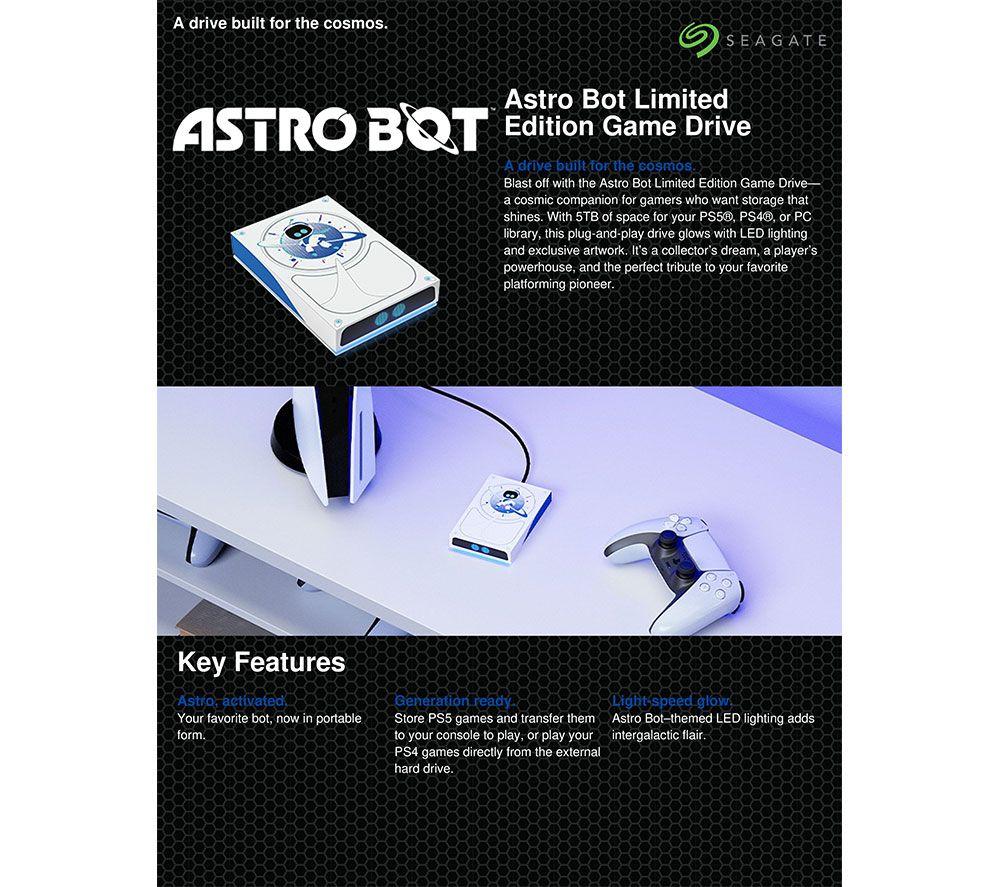 SEAGATE Astro Bot Limited Edition Gaming Hard Drive for PlayStation - 5 TB, White & Blue image number 6 of 19