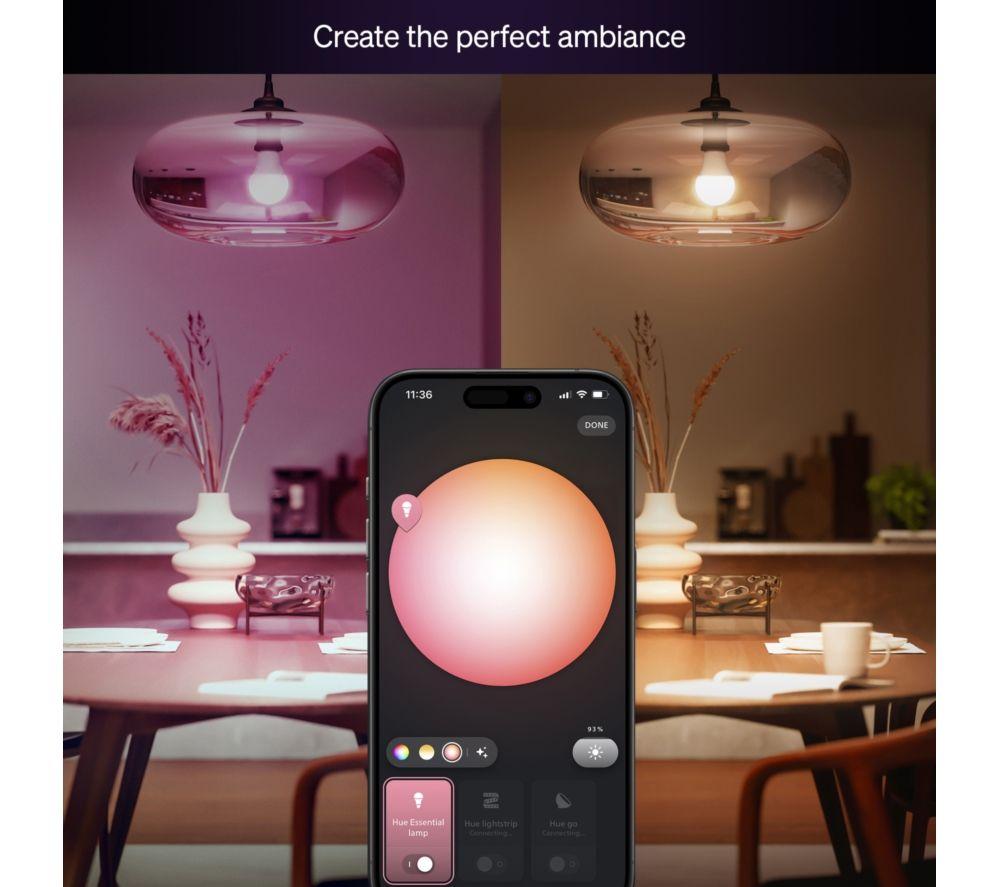 PHILIPS HUE Essential Colour Smart LED Bulb - E27 image number 4 of 9