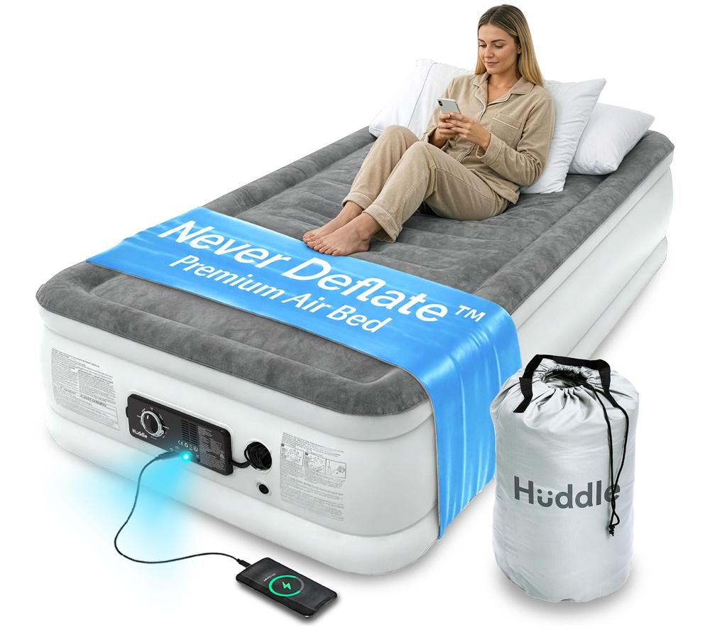 HUDDLE Never Deflate Premium Air Bed with Patented Dual Pump - Single image number 2 of 10