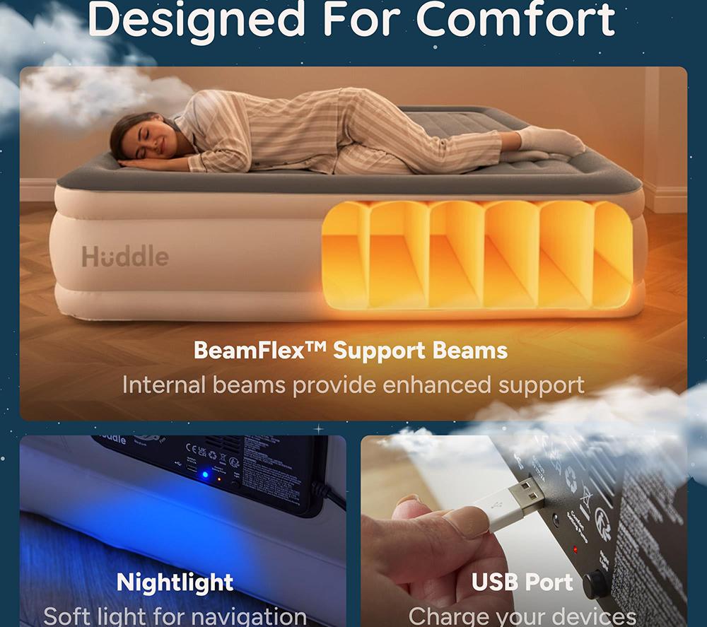 HUDDLE Never Deflate Premium Air Bed with Patented Dual Pump - Single image number 6 of 9
