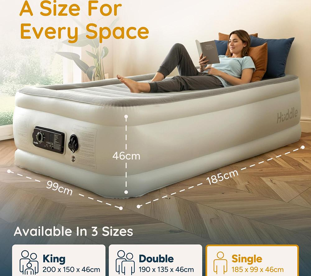HUDDLE Never Deflate Premium Air Bed with Patented Dual Pump - Single image number 9 of 9