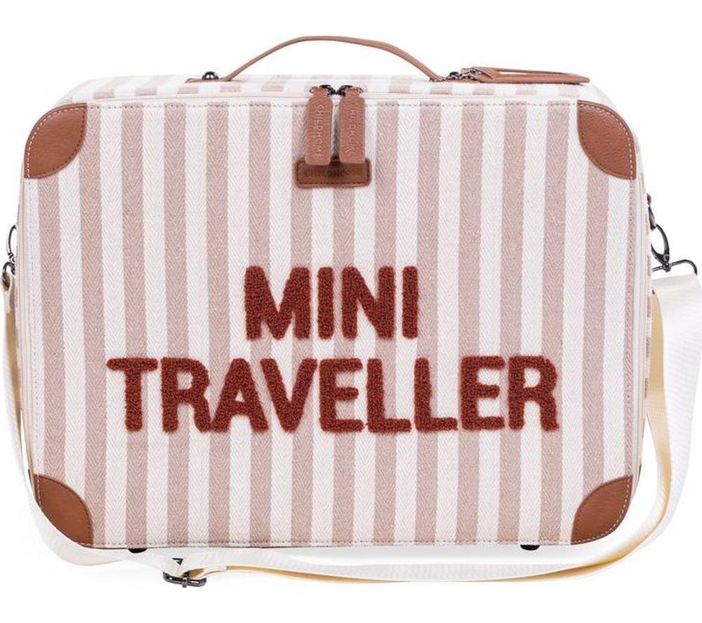 CHILDHOME Mini Traveller Stripes Suitcase - White, Pink & Red image number 2 of 8