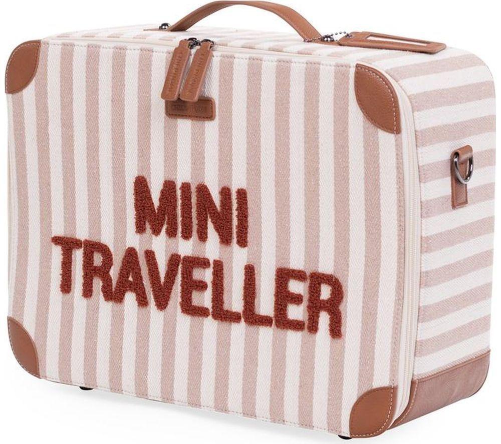 CHILDHOME Mini Traveller Stripes Suitcase - White, Pink & Red image number 3 of 8