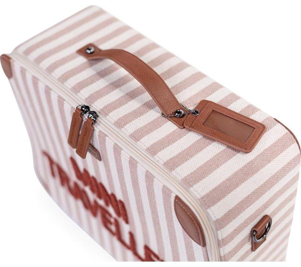 CHILDHOME Mini Traveller Stripes Suitcase - White, Pink & Red image number 4 of 8