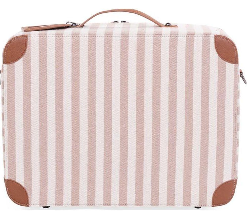 CHILDHOME Mini Traveller Stripes Suitcase - White, Pink & Red image number 5 of 8