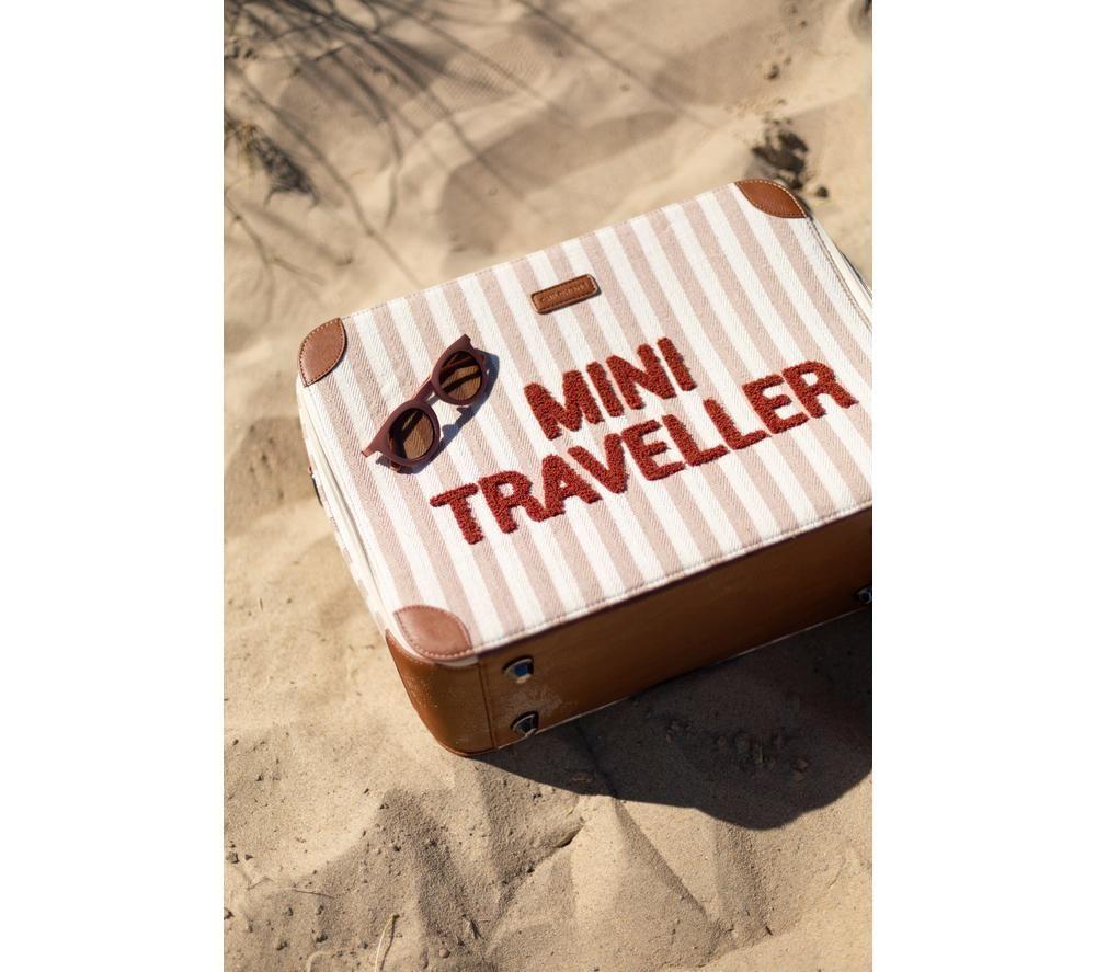 CHILDHOME Mini Traveller Stripes Suitcase - White, Pink & Red image number 7 of 8