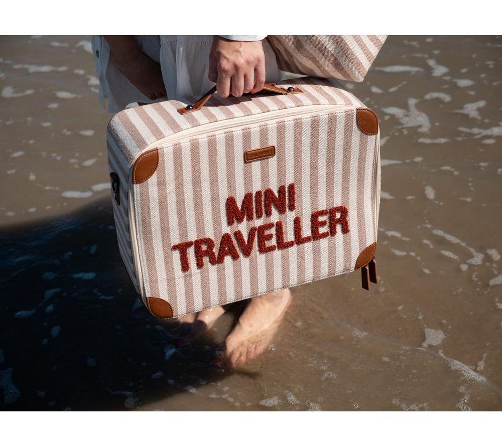 CHILDHOME Mini Traveller Stripes Suitcase - White, Pink & Red image number 8 of 8