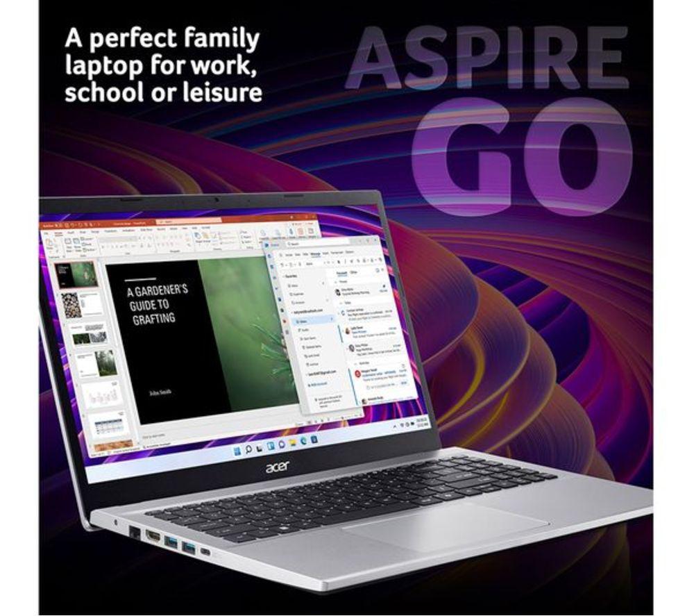 ACER Aspire Go 15 15.6" Refurbished Laptop - AMD Ryzen 5, 512 GB SSD, Silver (Excellent Condition) image number 2 of 9