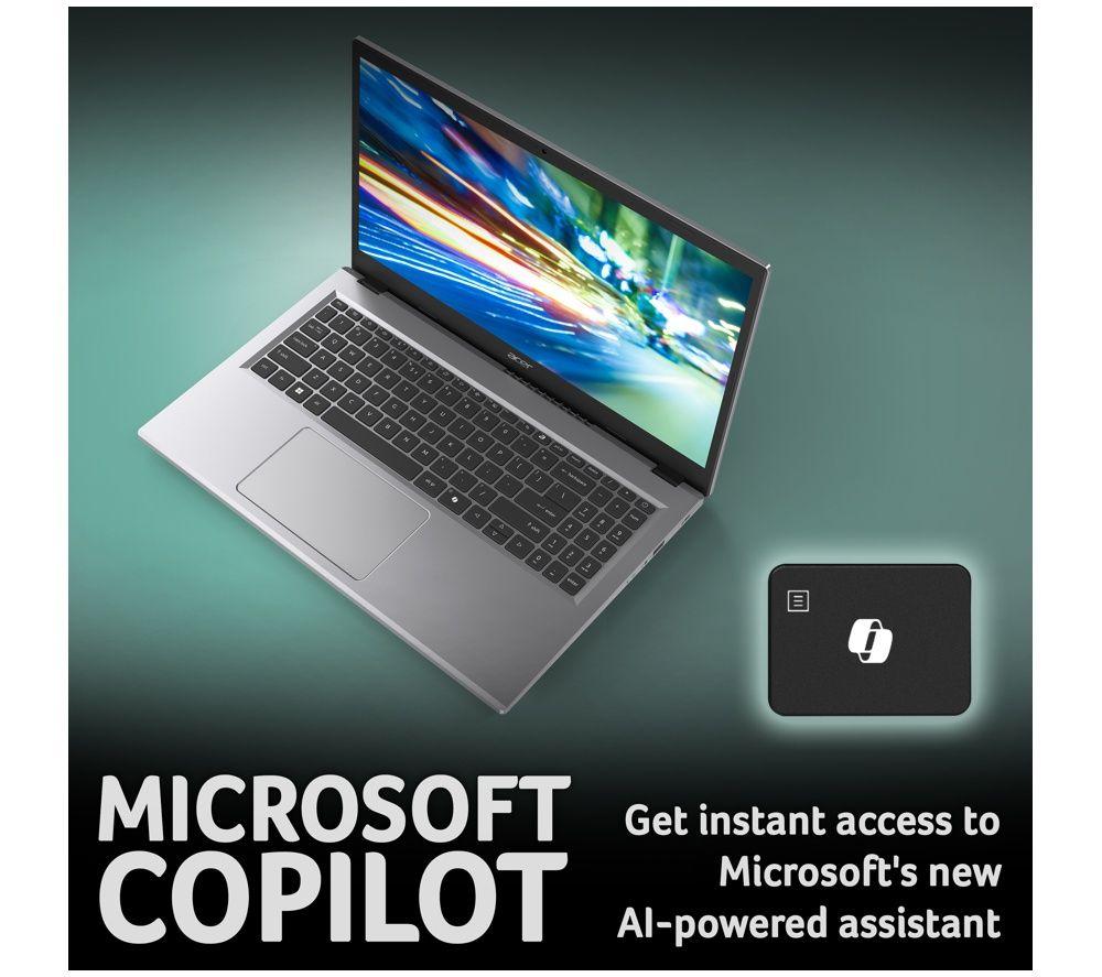 ACER Aspire Go 15 15.6" Refurbished Laptop - Intel&reg; Core&trade; 3, 128 GB UFS, Silver (Excellent Condition) image number 5 of 9