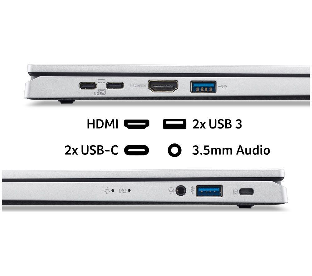 ACER Aspire Go 15 15.6" Refurbished Laptop - Intel&reg; Core&trade; 3, 128 GB UFS, Silver (Excellent Condition) image number 8 of 9