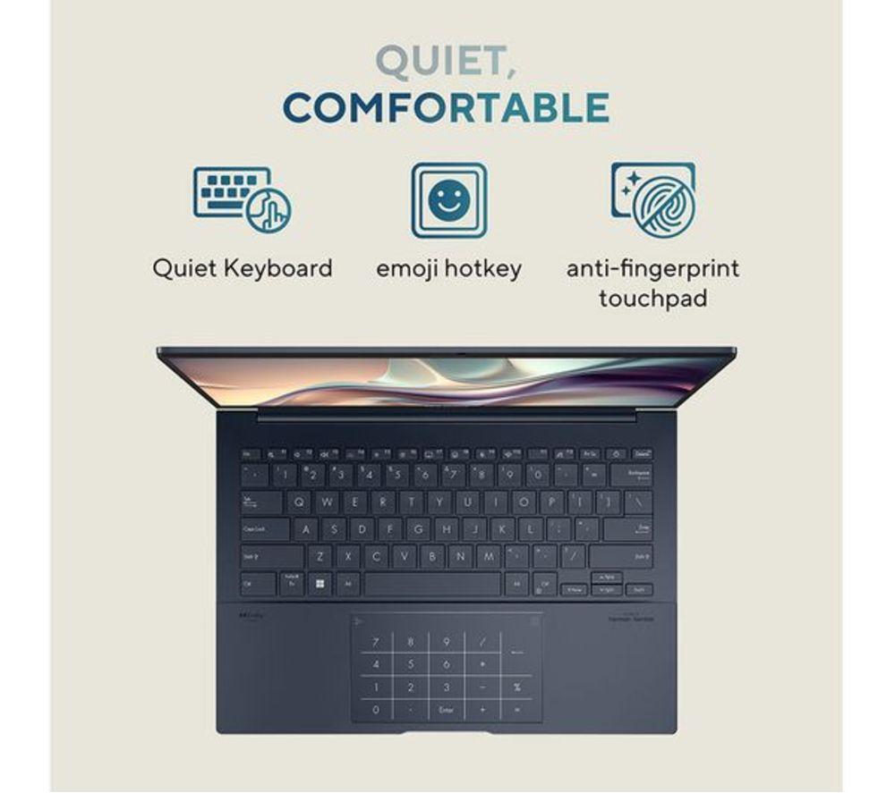 ASUS Zenbook 14 OLED 14" Refurbished Laptop - Intel&reg; Core&trade; Ultra 9, 1 TB SSD, Ponder Blue (Excellent Condition) image number 19 of 37