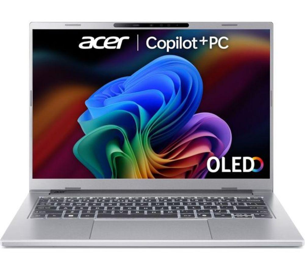 Acer Aspire 14 Ai Oled 14" Refurbished Laptop, Copilot Pc - Intel®Core Ultra 5, 512 Gb Ssd, Silver (Excellent Condition), Silver/Grey