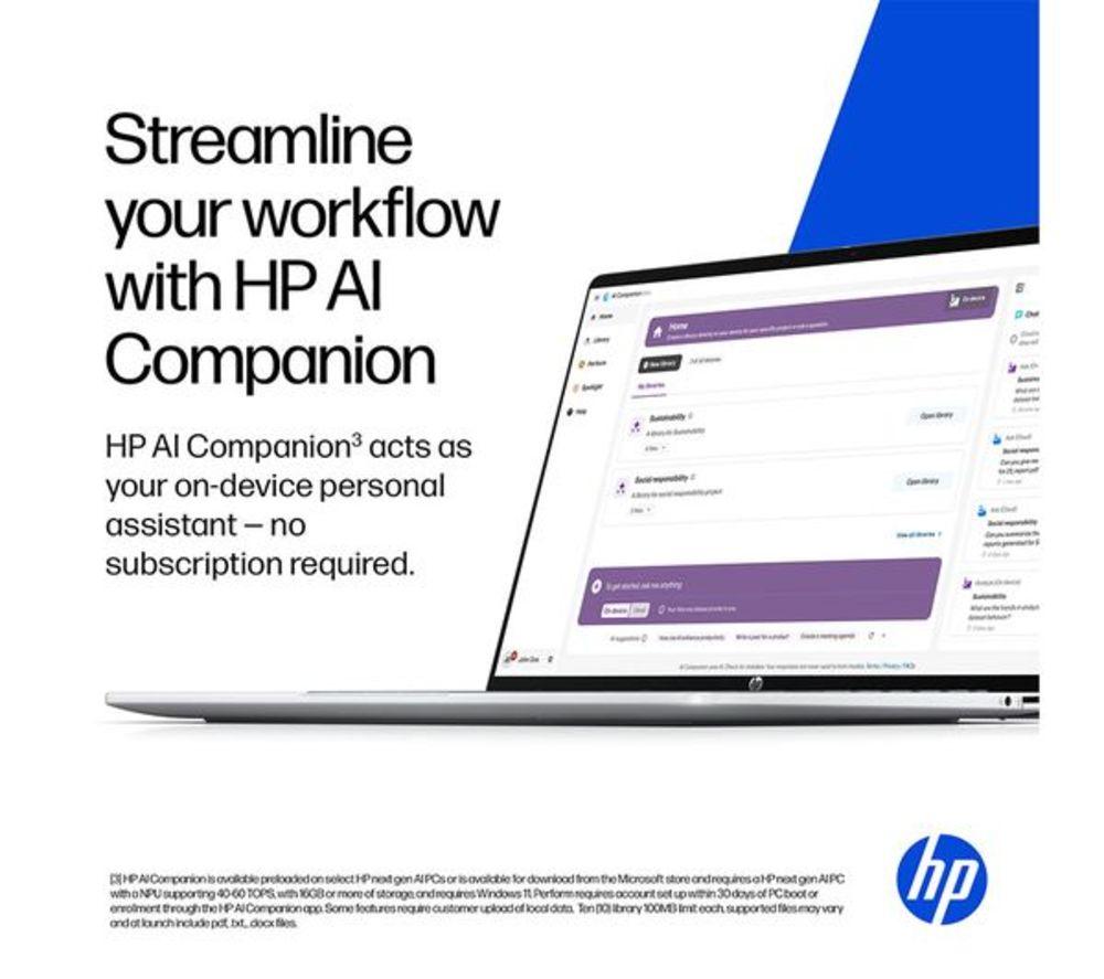 HP OmniBook 5 NGAI 14" Refurbished Laptop - Snapdragon X1, 512 GB SSD, Glacier Silver (Excellent Condition) image number 16 of 26