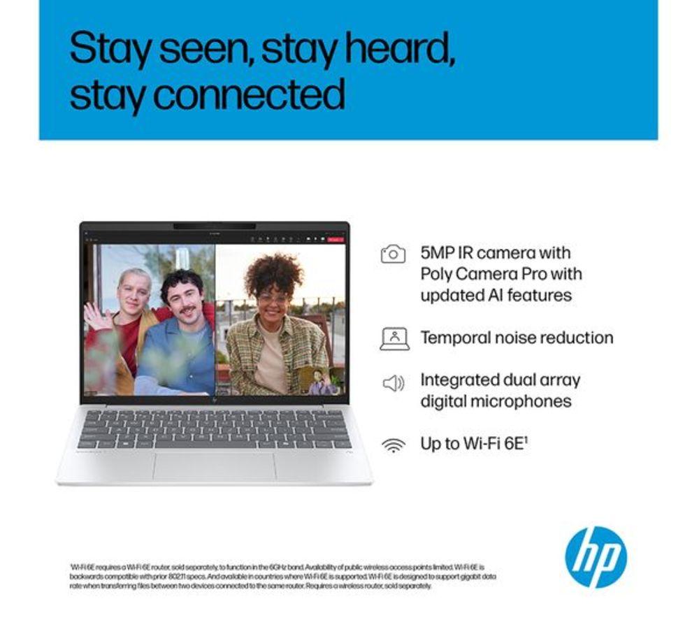 HP OmniBook 7 Aero NGAI 13.3" Refurbished Laptop - AMD Ryzen AI 5, 512 GB SSD, Glacier Silver (Excellent Condition) image number 8 of 23