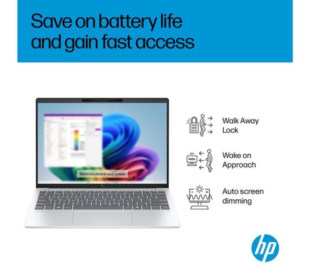 HP OmniBook 7 Aero NGAI 13.3" Refurbished Laptop - AMD Ryzen AI 5, 512 GB SSD, Glacier Silver (Excellent Condition) image number 9 of 23