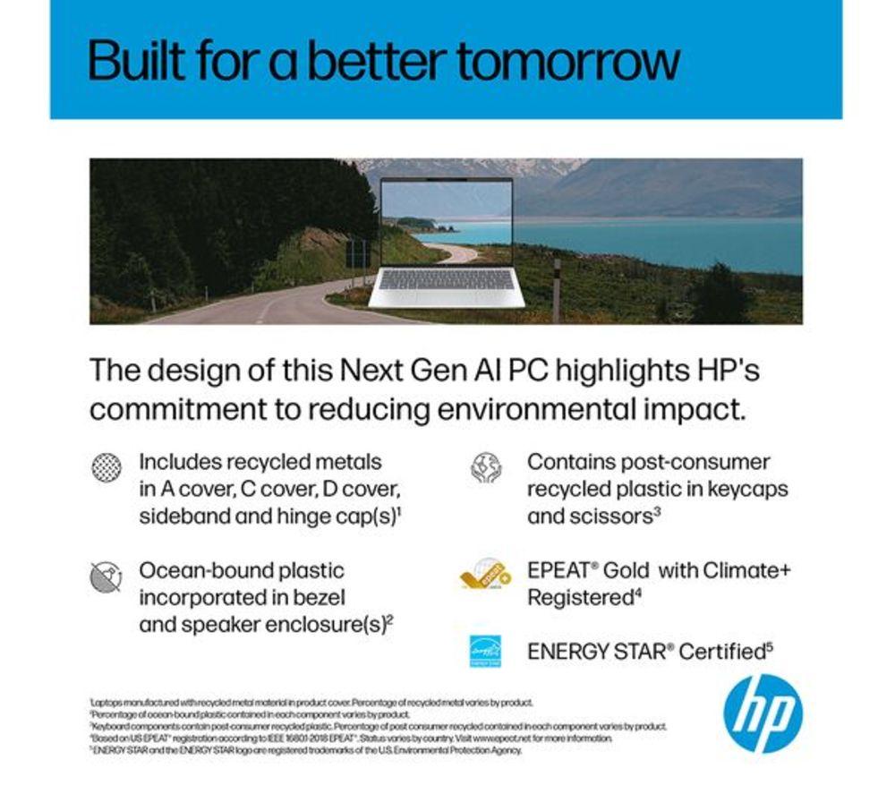 HP OmniBook 7 Aero NGAI 13.3" Refurbished Laptop - AMD Ryzen AI 5, 512 GB SSD, Glacier Silver (Excellent Condition) image number 12 of 23