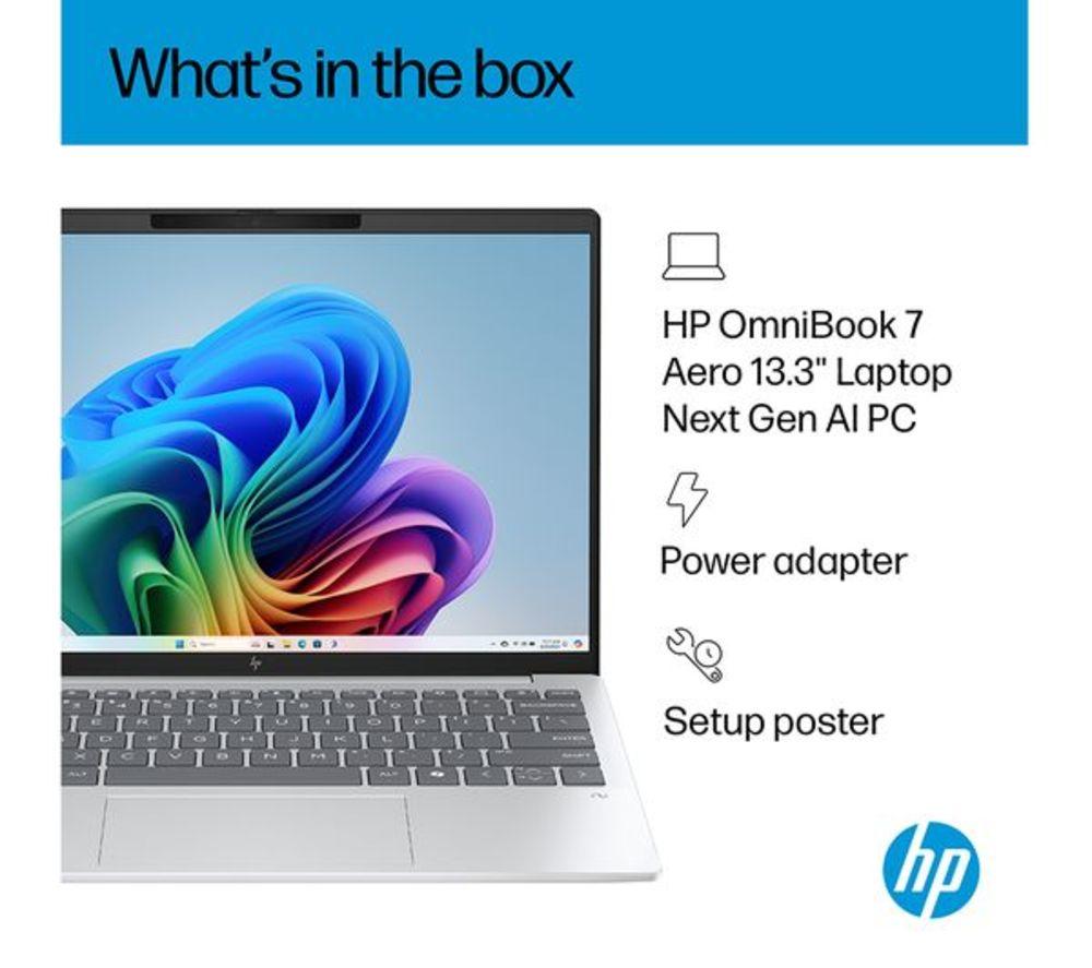 HP OmniBook 7 Aero NGAI 13.3" Refurbished Laptop - AMD Ryzen AI 5, 512 GB SSD, Glacier Silver (Excellent Condition) image number 15 of 23