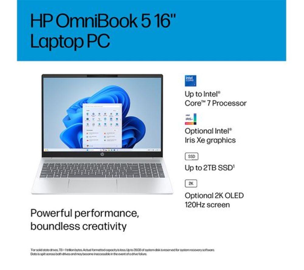 HP OmniBook 5 16" Refurbished Laptop - Intel&reg; Core&trade; i7, 512 GB SSD, Silver (Excellent Condition) image number 6 of 22