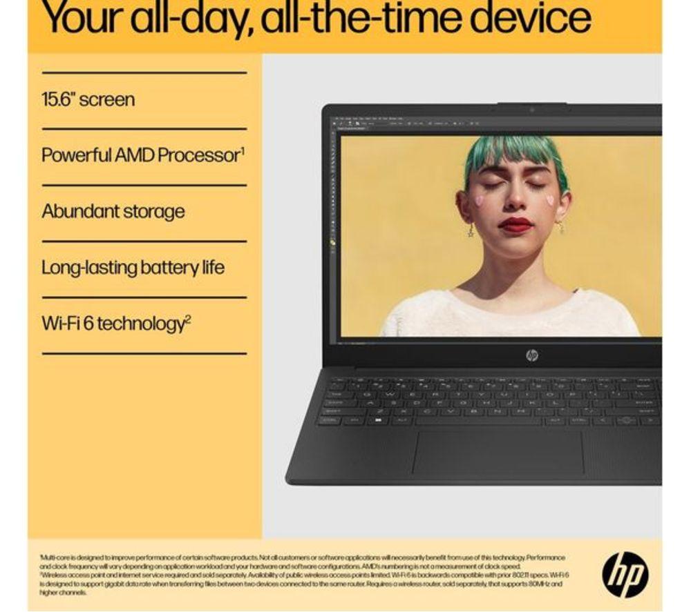 HP 15-fc0527sa 15.6" Refurbished Laptop - AMD Ryzen 7, 512 GB, Jet Black (Excellent Condition) image number 10 of 30