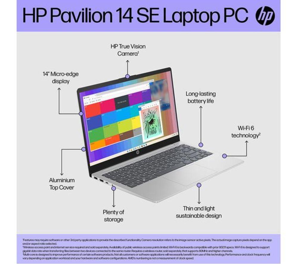 HP Pavilion SE 14-ep0532sa 14" Refurbished Laptop - Intel&reg; Core&trade; i7, 512 GB SSD, Silver (Excellent Condition) image number 18 of 26
