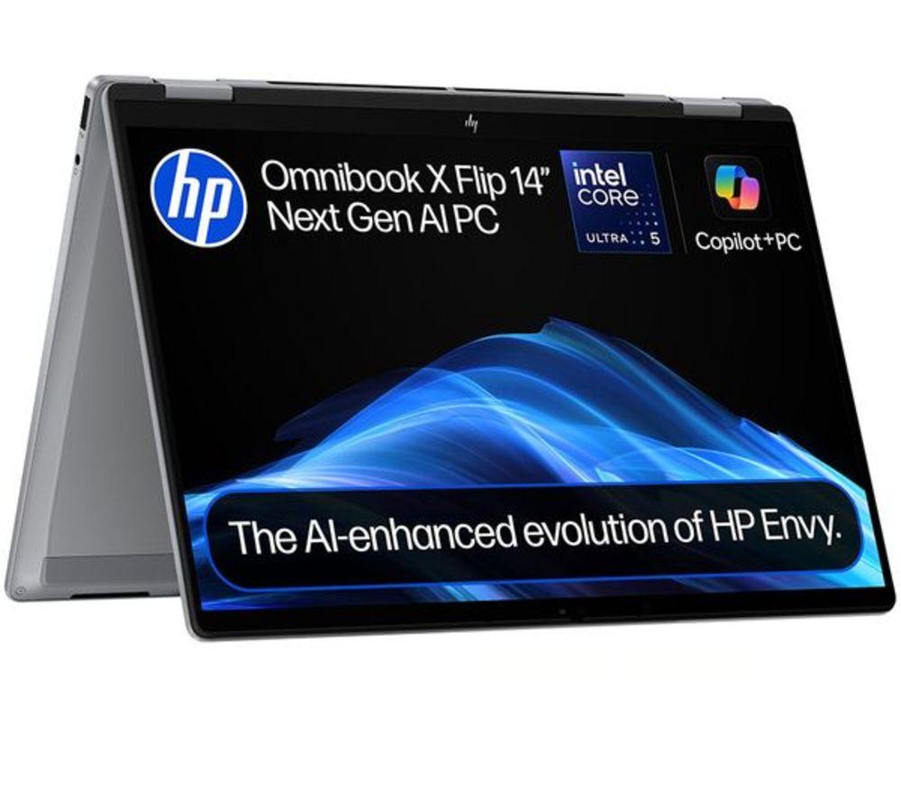 HP OmniBook X Flip 14" 2 in 1 Refurbished Laptop, Copilot+ PC - Intel&reg; Core&trade; Ultra 5, 512 GB SSD, Silver (Excellent Condition) image number 3 of 45