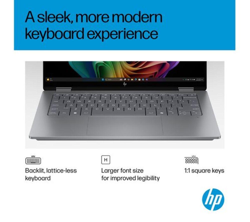 HP OmniBook X Flip 14" 2 in 1 Refurbished Laptop, Copilot+ PC - Intel&reg; Core&trade; Ultra 5, 512 GB SSD, Silver (Excellent Condition) image number 38 of 45