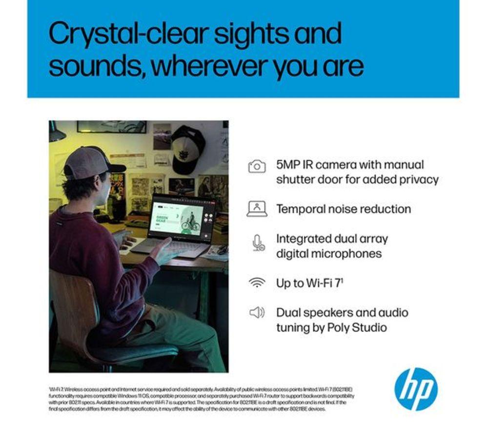HP OmniBook X Flip NGAI 16" 2 in 1 Refurbished Laptop - AMD Ryzen AI 7, 512 GB SSD, Meteor Silver (Excellent Condition) image number 10 of 22