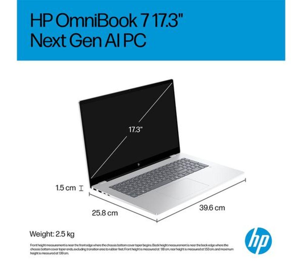 HP OmniBook 7 NGAI 17.3" Refurbished Laptop - Intel&reg; Core&trade; Ultra 7, 1 TB SSD, 16GB RAM, Silver (Excellent Condition) image number 14 of 21