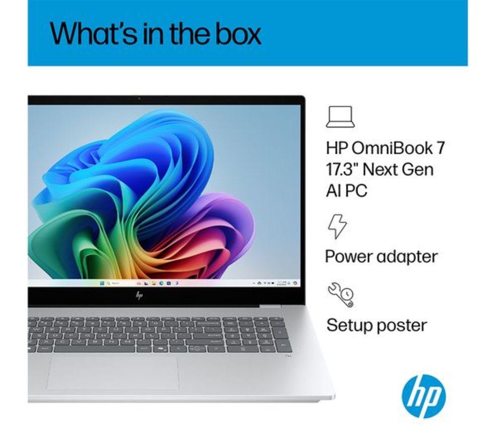 HP OmniBook 7 NGAI 17.3" Refurbished Laptop - Intel&reg; Core&trade; Ultra 7, 1 TB SSD, 16GB RAM, Silver (Excellent Condition) image number 16 of 21