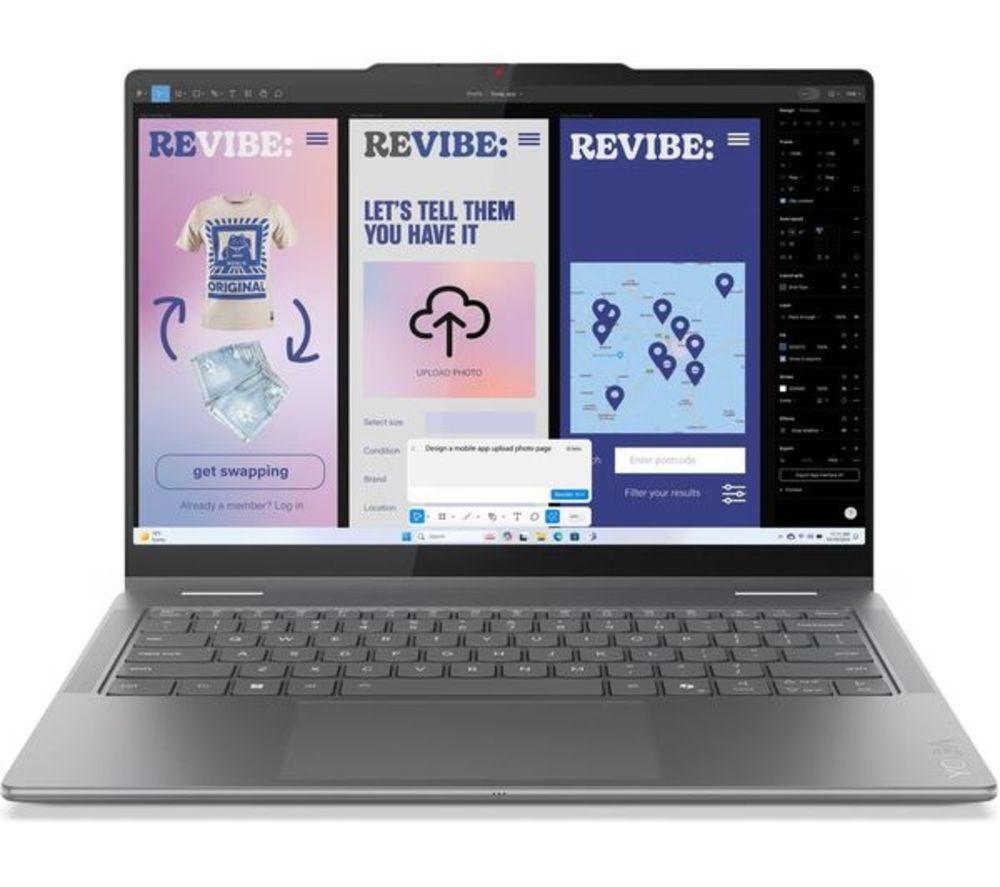 LENOVO Yoga 7 14" 2 in 1 Refurbished Laptop, Copilot+ PC - Intel&reg; Core&trade; Ultra 5, 512 GB SSD, Luna Grey (Excellent Condition) image number 2 of 9