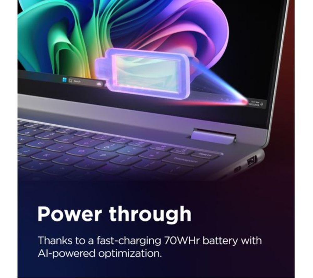 LENOVO Yoga 7 14" 2 in 1 Refurbished Laptop, Copilot+ PC - Intel&reg; Core&trade; Ultra 5, 512 GB SSD, Luna Grey (Excellent Condition) image number 5 of 9