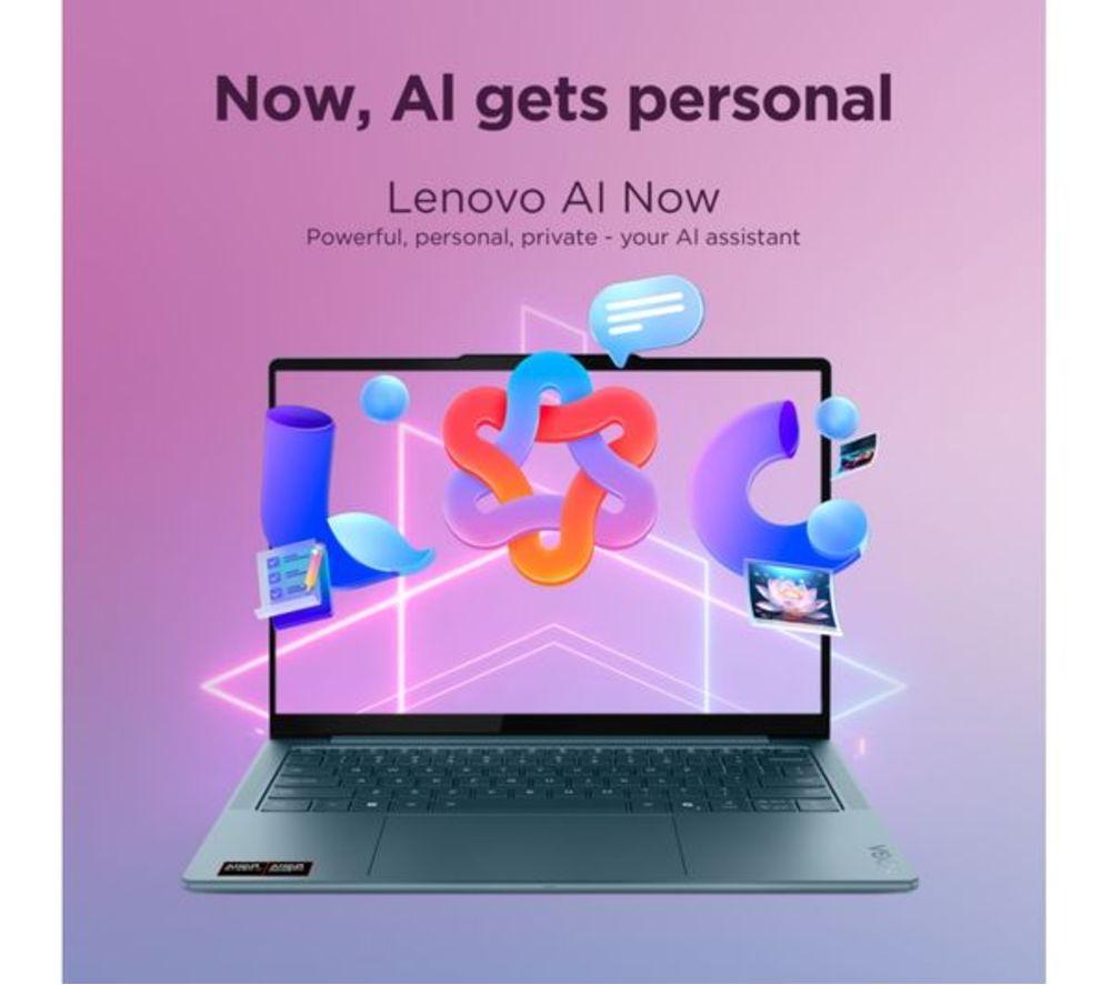 LENOVO Yoga Slim 7 14" Refurbished Laptop, Copilot+ PC - AMD Ryzen AI 7, 1 TB SSD, Teal (Excellent Condition) image number 12 of 14