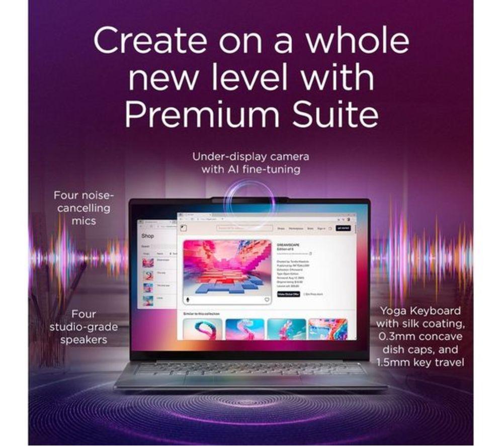 LENOVO Yoga Slim 9 14" Refurbished Laptop, Copilot+ PC - Intel&reg; Core&trade; Ultra 7, 1 TB SSD, Teal (Excellent Condition) image number 3 of 14