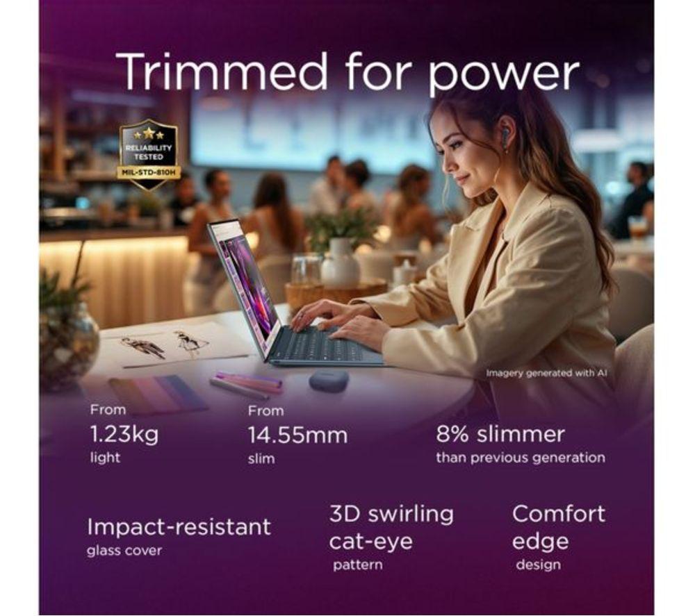 LENOVO Yoga Slim 9 14" Refurbished Laptop, Copilot+ PC - Intel&reg; Core&trade; Ultra 7, 1 TB SSD, Teal (Excellent Condition) image number 9 of 14