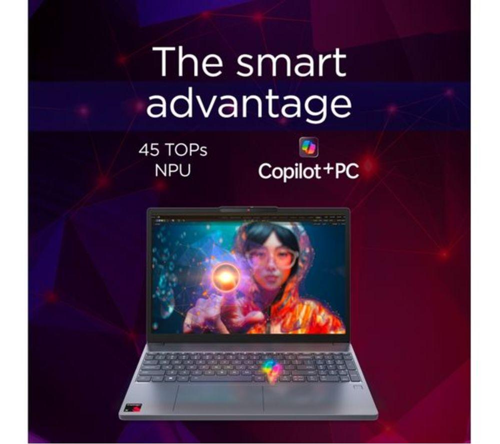 LENOVO IdeaPad Slim 3 15.3" Refurbished Laptop, Copilot+ PC - Snapdragon X, 256 GB SSD, Luna Grey (Excellent Condition) image number 8 of 13