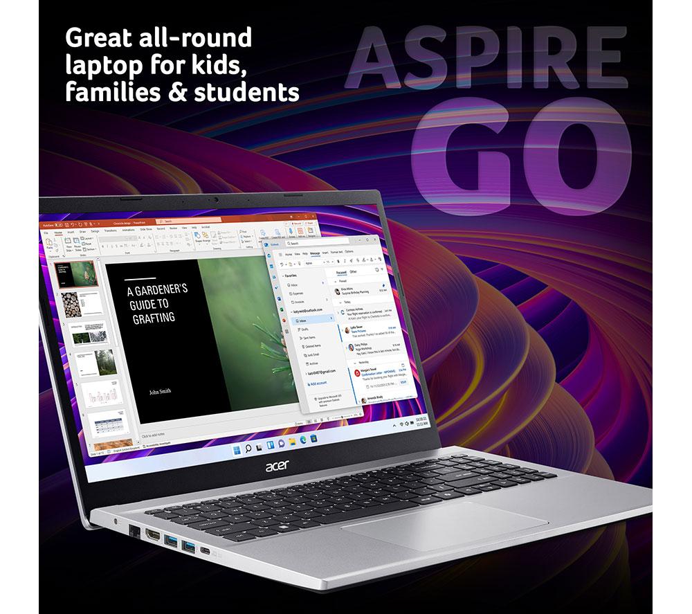 ACER Aspire Go 15 15.6" Refurbished Laptop - AMD Ryzen 7, 1 TB SSD, Silver (Very Good Condition) image number 2 of 9