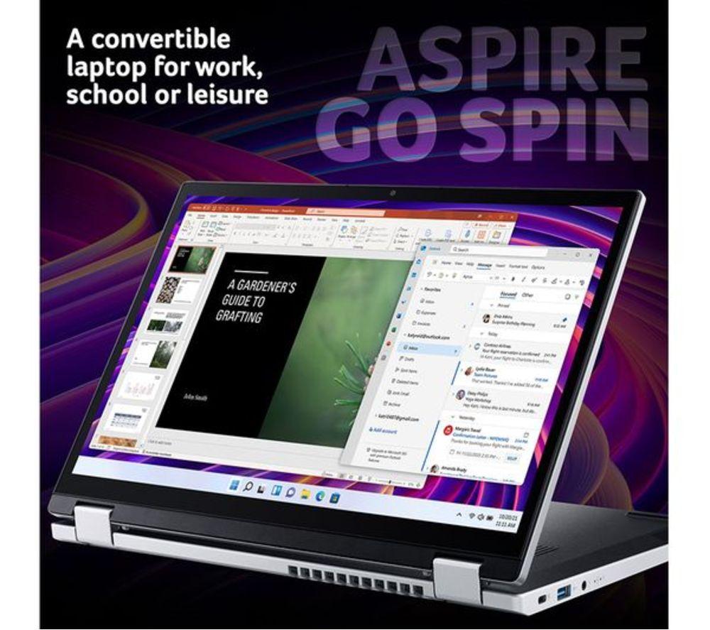 ACER Aspire Go Spin 14 14" 2 in 1 Refurbished Laptop - Intel&reg; Core&trade; 3, 256 GB SSD, Silver (Very Good Condition) image number 2 of 8