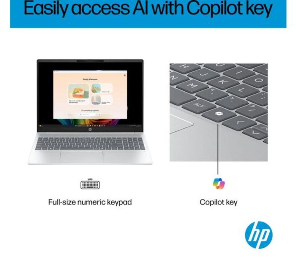 HP OmniBook 5 NGAI 16" Refurbished Laptop, Copilot+ PC - AMD Ryzen AI 7, 512 GB SSD, Glacier Silver (Very Good Condition) image number 6 of 16