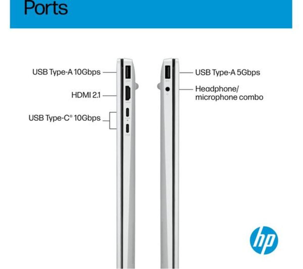 HP OmniBook 5 NGAI 16" Refurbished Laptop, Copilot+ PC - AMD Ryzen AI 7, 512 GB SSD, Glacier Silver (Very Good Condition) image number 8 of 16