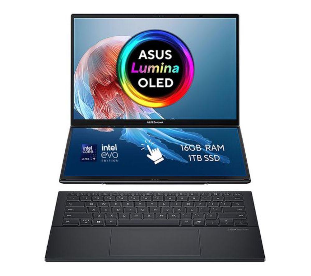 Asus Zenbook Duo 14" 2 In 1 Refurbished Laptop - Intel®Core Ultra 9, 1 Tb Ssd, Inkwell Grey (Very Good Condition), Silver/Grey