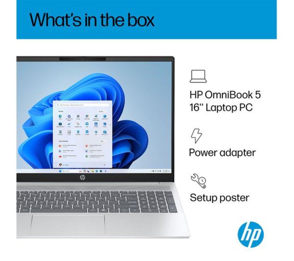 HP OmniBook 5 16" Refurbished Laptop - Intel&reg; Core&trade; i7, 512 GB SSD, Silver (Very Good Condition) image number 7 of 22