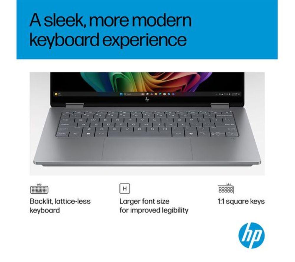 HP OmniBook X Flip NGAI 14" 2 in 1 Refurbished Laptop - AMD Ryzen AI 7, 1 TB SSD, Meteor Silver (Very Good Condition) image number 9 of 15