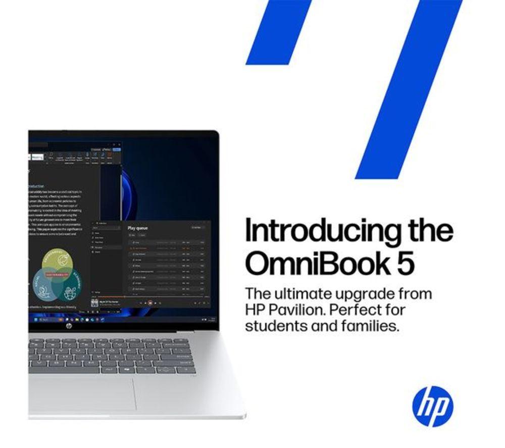 HP OmniBook 5 Flip 14" 2 in 1 Refurbished Laptop - Intel&reg; Core&trade; i3, 512 GB SSD, Silver (Very Good Condition) image number 7 of 24