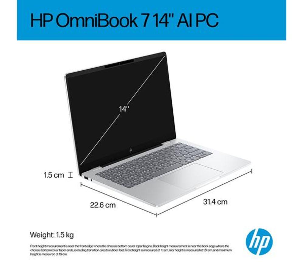 HP OmniBook 7 AI 14" Refurbished Laptop - Intel&reg; Core&trade; Ultra 7, 1 TB SSD, Silver (Very Good Condition) image number 19 of 23