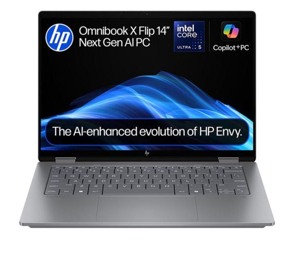 HP OmniBook X Flip 14" Refurbished 2 in 1 Laptop, Copilot+ PC - Intel&reg; Core&trade; Ultra 5, 512 GB SSD, Silver (Very Good Condition) image number 44 of 45