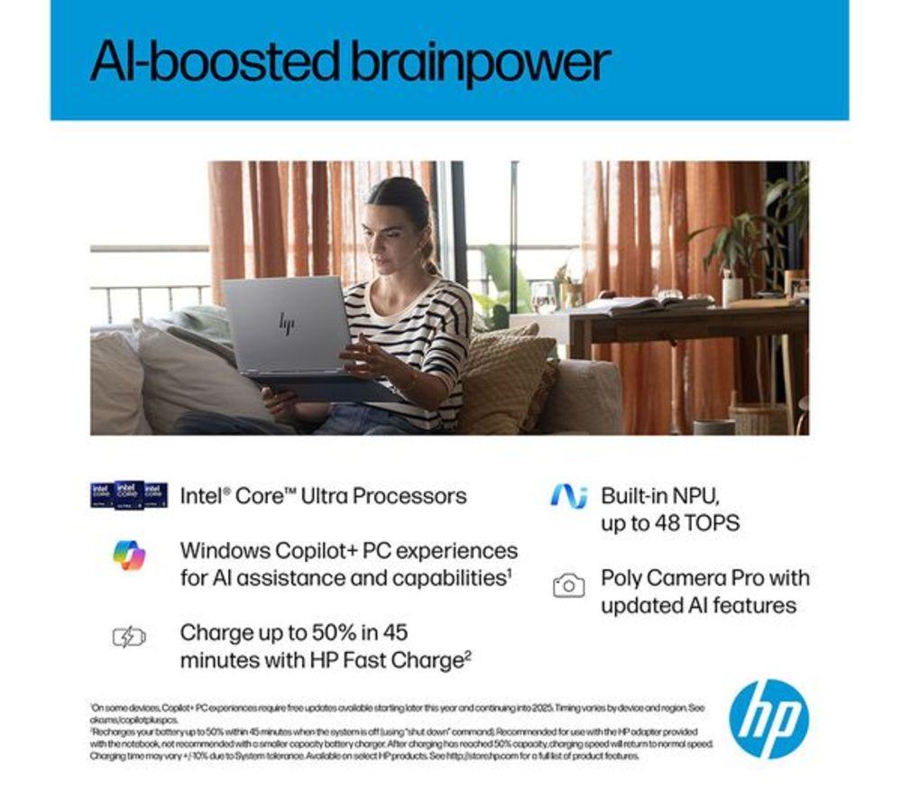 HP OmniBook X Flip NGAI 16" Refurbished 2 in 1 Laptop - Intel&reg; Core&trade; Ultra 5, 512 GB SSD, Glacier Silver (Very Good Condition) image number 7 of 7