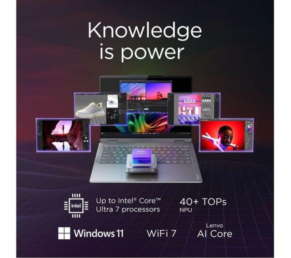 LENOVO Yoga 7 16" 2 in 1 Refurbished Laptop, Copilot+ PC - Intel&reg; Core&trade; Ultra 7, 1 TB SSD, Luna Grey (Very Good Condition) image number 3 of 13
